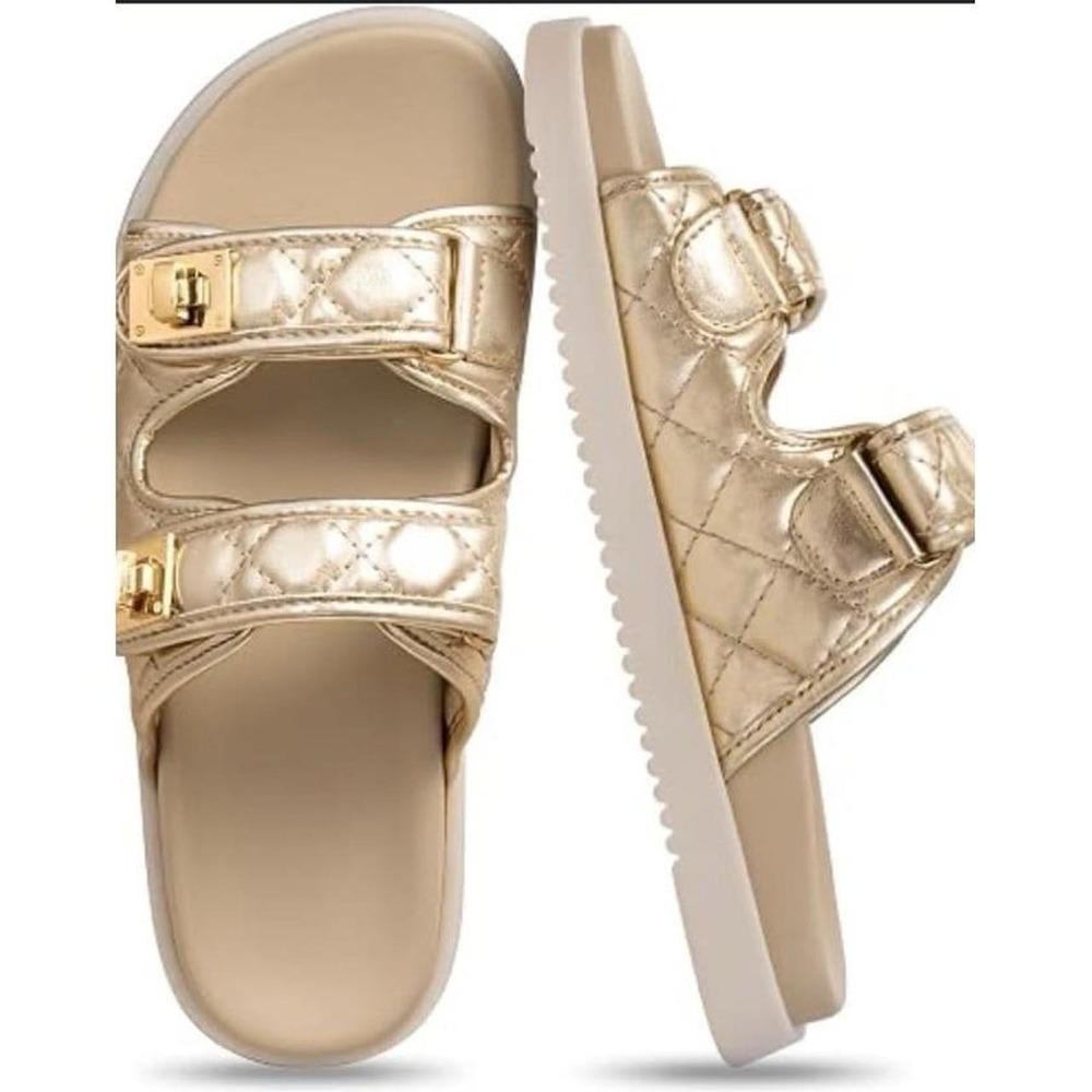 Steve Madden Quilted Gold Schmona Sandals size 6